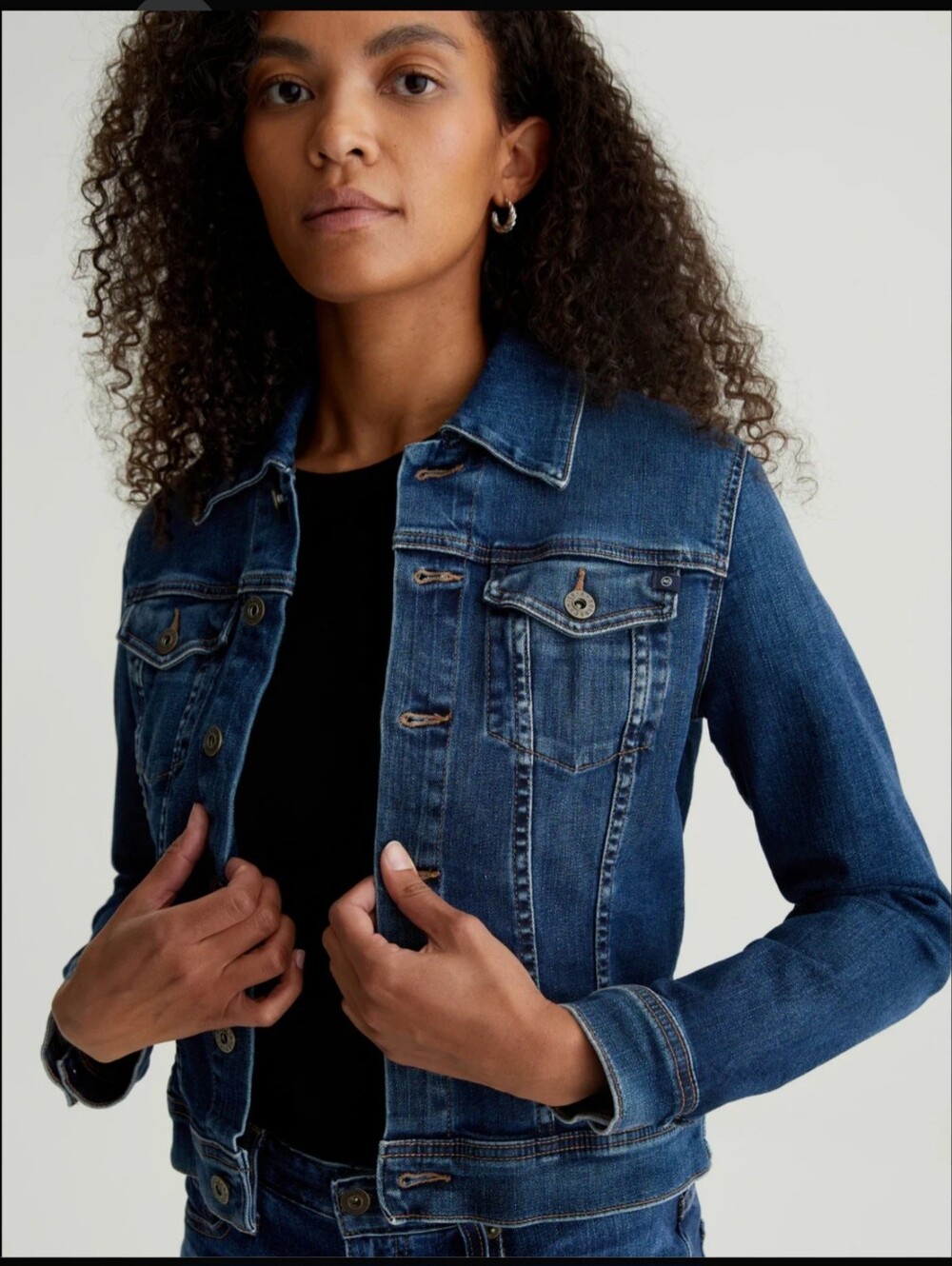 AG Adriano Goldschmied Robyn Dark Blue Slim Fit Denim Jean Jacket Size Small